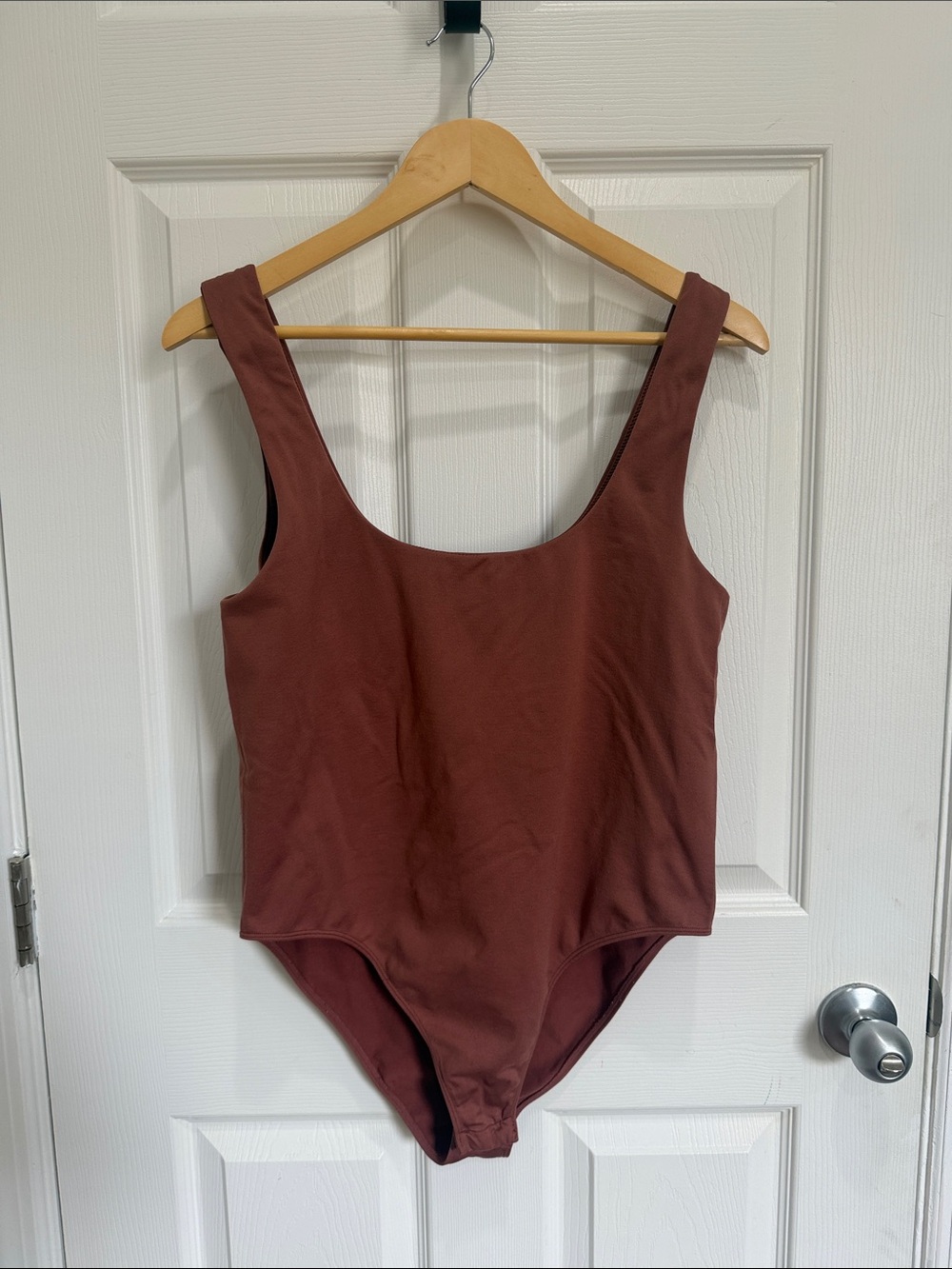 Scoop Woman’s One-Piece Bodysuit in Rust Brown